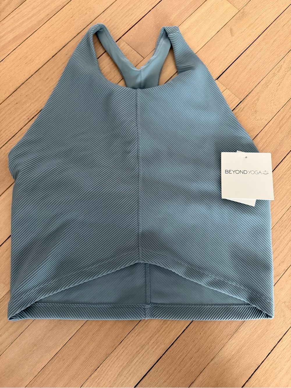 Beyond Yoga Dusty Blue Ribbed Racerback Crop Tank